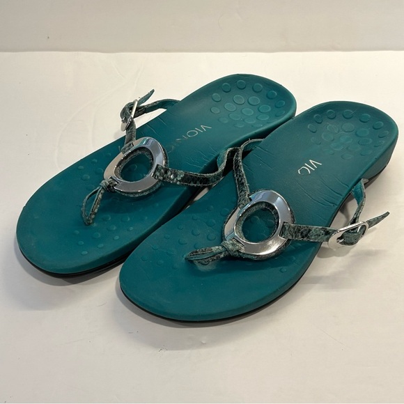 Vionic Women’s Karina Orthaheel Arch Support Teal Sandals Sz 8, Snake Strap - Picture 2 of 7